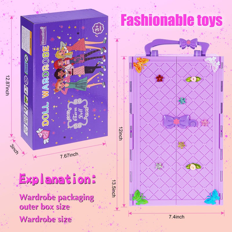 ibayda 91pcs 11.5 inch Girl Doll with Clothes Accessories and Closet  Princess Gowns  Fashion Dresses  Outfits  Swimsuits  Shoes  Hangers  Doll Dress up toys for Girls Kids Toddlers Toy (Include Doll) - Image 3